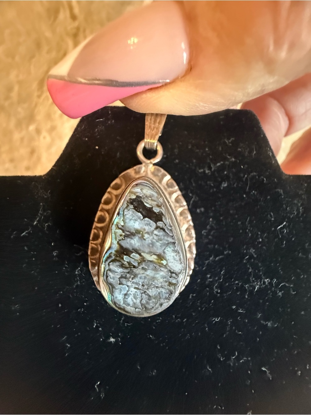 Teardrop Abalone Pendant Necklace in Sterling silver